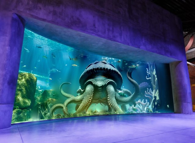 The Kraken inside a tank at the public Aquarium of Michin Guadalajara